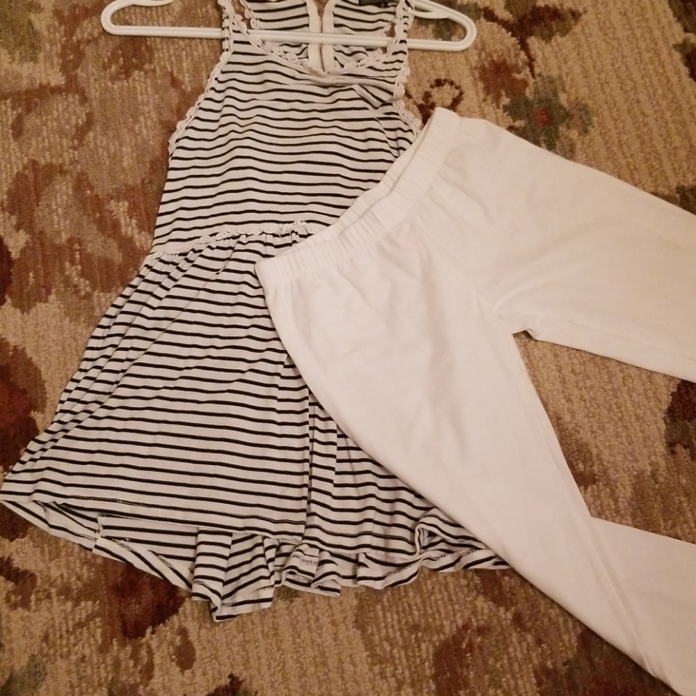 Black and white stripe shirt dress